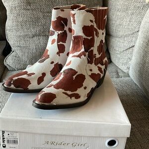 Cow print boots
